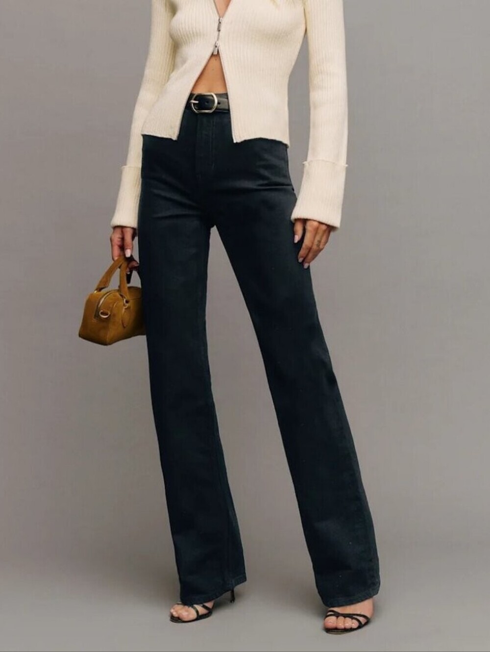 Reformation Wilder Stretch High Rise Wide Leg Jeans Black